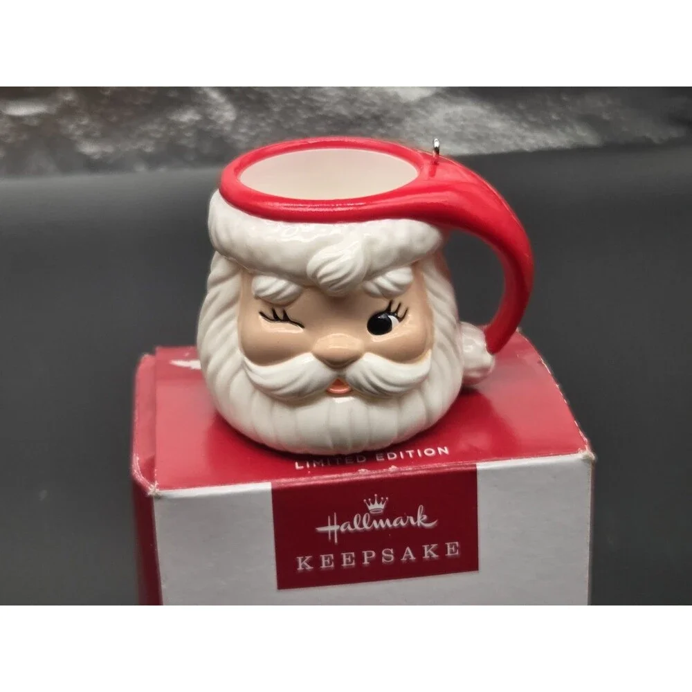Hallmark Keepsake Ornament - Retro Winking Santa Jolly Mug - 2025